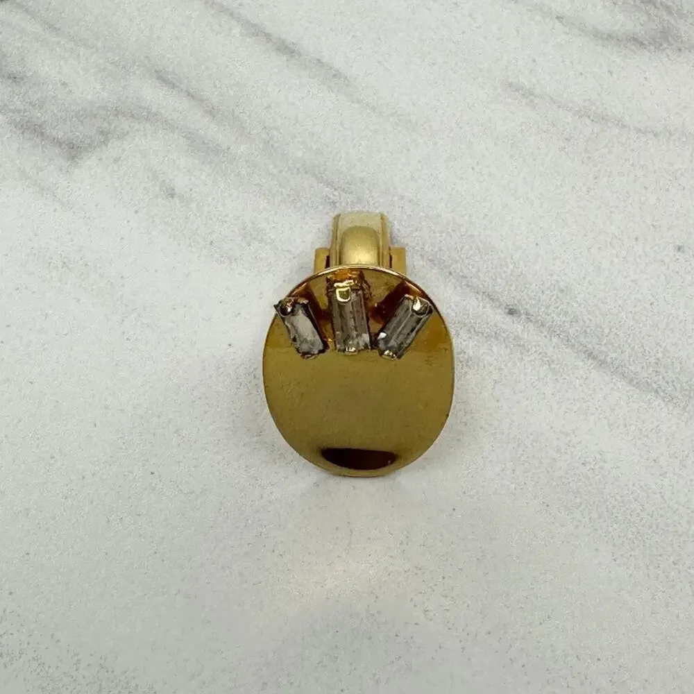 Vintage 1961 Pat 2974381 Rhinestone Gold Tone Oval Cufflink Single ✨